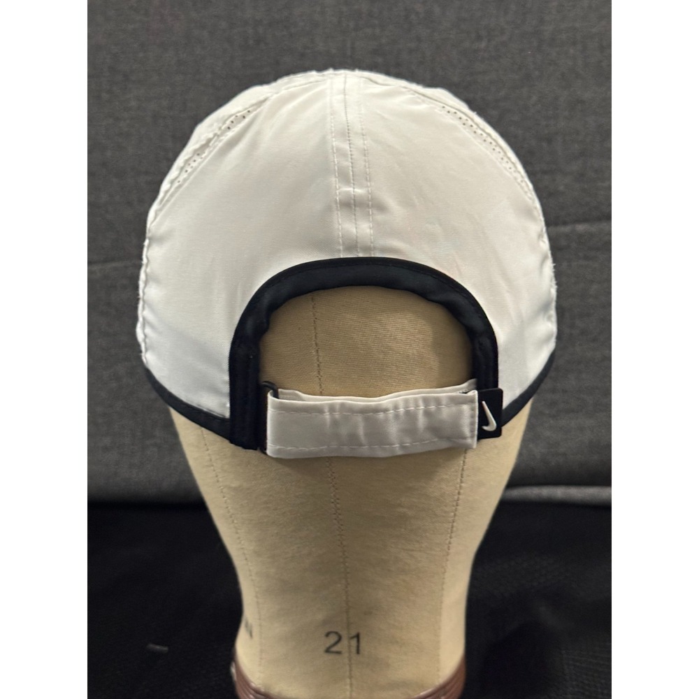 Nike Dri-Fit Baseball Cap Men's One Size White Swoosh Logo Adjustable Strap Hat - Picture 2 of 9
